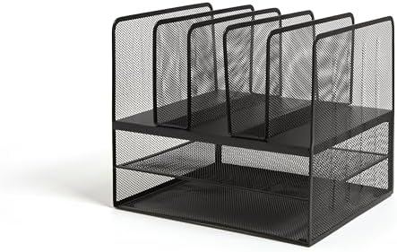 TRU RED Wire Mesh File Organizer, 7-Compartment, Matte Black - Image 2