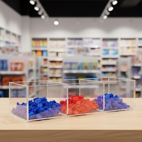 6 Pack Acrylic Retail Tray Double Compartment 12.25" Wide x 4.5" Deep Dump Bin Clear Lucite Product Merchandise Storage Caddy for Businesses and Stores by Marketing Holders - Image 2
