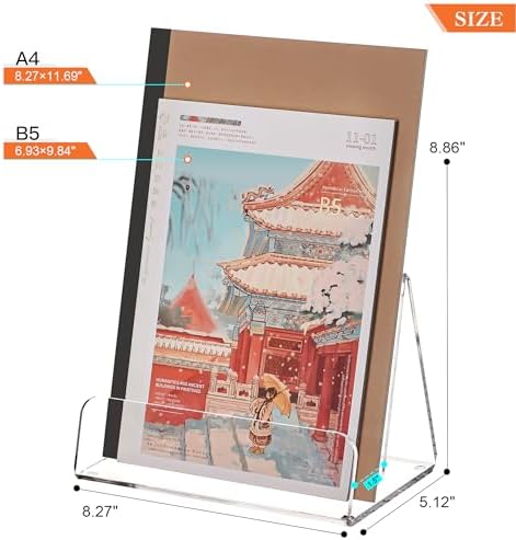 HeZone Acrylic Brochure Holder 8x9 Inch,Clear Pamphlet Holder Display Stand for Trifold 8&9&11 Inch Flyers,Pamphlets,Booklets,Menu,Leaflets for Office,Home,Store,2 Pack,A4 - Image 2