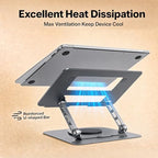 Aluminum Laptop Stand for Desk, Heavy Duty Computer Stand with 360° Rotating Base, Ergonomic Adjustable Height Notebook Riser, Compatible with MacBook Pro/Air, Dell, HP, 10-17” Laptops - Grey - Image 5