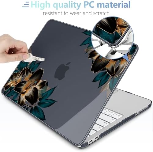 MEEgoodo 4-in-1 Printed Case for MacBook Neo 13 inch 2026 Release Model A3404, Laptop Hard Shell Cases with Keyboard Skin & Screen Protector & Webcam Covers, Golden Lilies - Image 3