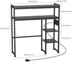 Aetheris Desktop Organizer Shelf, 30" Wooden Office Storage Rack with Outlets, Display Shelf Rack with Light Strip, 5 Tier Desktop Display Rac, Desk Shelf, Desk Hutch for Computer Monitor (Black) - Image 3