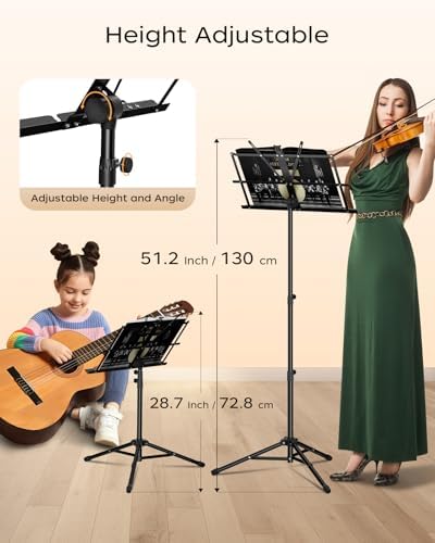 K KASONIC Music Stand, 2 in 1 Folding Sheet Music & Book Stand With Bag - Image 5
