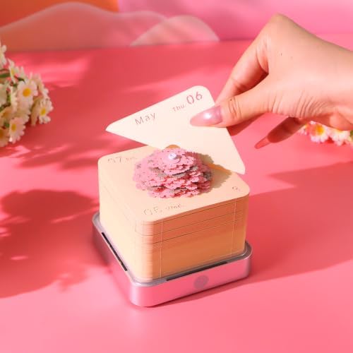2027 3D Paper Carving Desk Calendar With LED Light (Pink tree) - Image 2