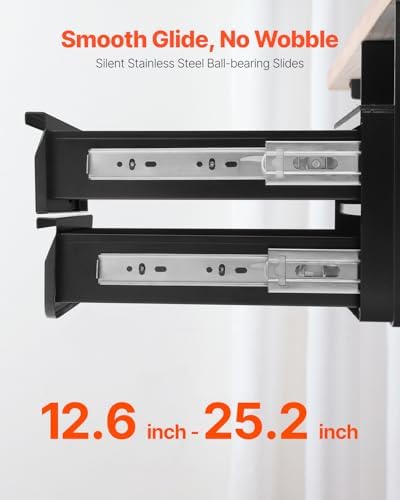 VEVOR Under Desk Double Stacked Lockable Slide Out Drawer, 13 inch Lockable Under Table Pull-out Drawer Attachment for Sit Stand Workstation, Secure Under Desk Storage Organizer, Black - Image 5