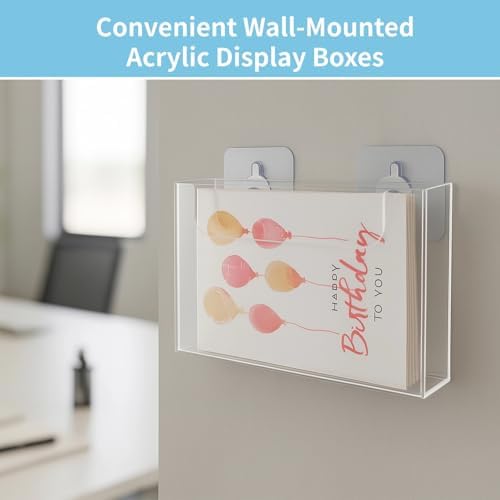 OMISTAR 4 PCS Post Card Holder Display Stand, 6.5 x 4 Inch Clear Acrylic Wall Mount Postcard Holder with Adhesive Suction Base, Mail Holder Box for Index Organizer Desk Table Home Office (4PCS) - Image 2