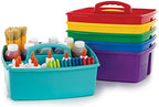 Storex 2-Compartment Large Craft Caddy – Multipurpose Classroom Organizer with Handle, Assorted Colors, 6-Pack (00948A06C) by Storex