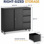 3 Drawer File Cabinet, Office Rolling Filing Cabinet, Printer Stand - Image 2
