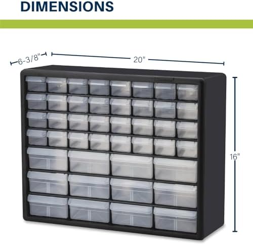 Akro-Mils 44-Drawer Plastic Drawer Storage Cabinet for Garage Organization, Bead Organizer, Building Bricks Storage, Teacher Toolbox, Makeup Organizer, 20" W x 6" D x 16" H, 10144 Black (Pack of 2) - Image 3