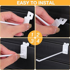 Moxweyeni 100 Pack Slatwall Hooks for Retail Garage Metal,7.8 Inch,White - Image 4