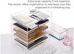 HeZone Acrylic Paper Letter Tray Organizer, 5 Tiers, Transparent, Modern, Rectangular, Stackable, Office - Image 2