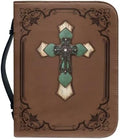 Retro Blue Cross Bible Cover Case for Women Fashion PU Leather Bible Book Case Lightweight Portable Brief Case Stationary Supplies Storage by Glomenade