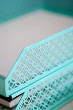 BLU MONACO | Aqua Desk Organizer Set for Women 6 Piece | Mail Sorter Organizer Countertop with Letter Sorter for Desk | Standing File Organizer with Mesh Pen Holders - Image 5