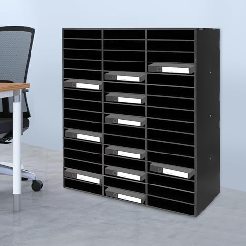 PVC Literature Organizer with 48 Compartments, Student Mailbox for Classroom, Desktop Paper Organizer for Office Home School, Mail Sorter with Adjustable Shelves, Black - Image 2