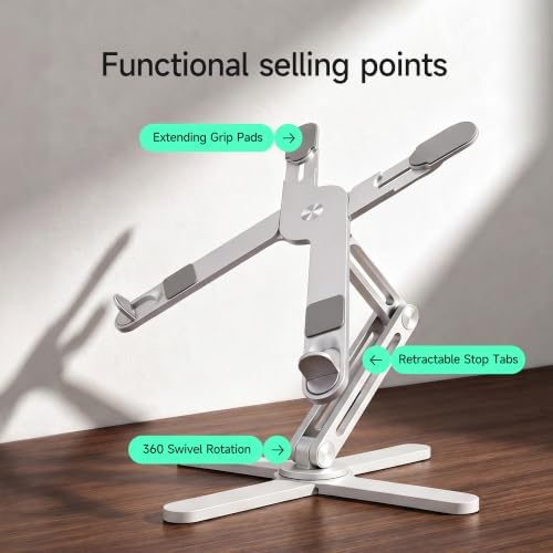 Model-X 3.0 Laptop Stand, Ladjustable Laptop Stand Desk, Ergonomic Laptop Stand Desk，360 Rotating Laptop Riser - Image 2