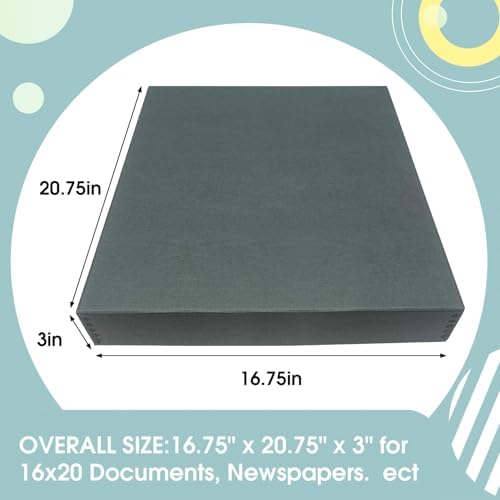 Golden State Art, Drop Front Archival Storage Box, Gray, 16.75x20.75x3 Inch - Image 3