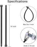 KAMOTA 14 Inch Black Nylon Zip Ties, 1500 Pack Self-Locking 50lb Tensile - Image 2