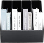 KINGFOM 4-Slot Wood Leather Document Files Holder Rack Stand Desk Files Organizer Papers Collection Cabinet (4 slot Black) - Image 5