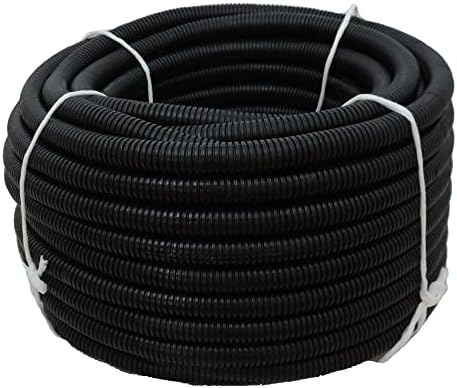 Flexible Polyethylene HDPE Non-Split Corrugated Wire Loom Tubing (Black, 3/4" Dia. x 100 ft) by HydroMaxx