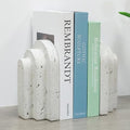 Decorative Book Ends for Shelves - Boho Aesthetic Bookends Decor - Heavy Duty Travertine Book Stopper Holder for Home Office Desk Coffee Table (Grey) by SimpleLivingJoyfulHeart