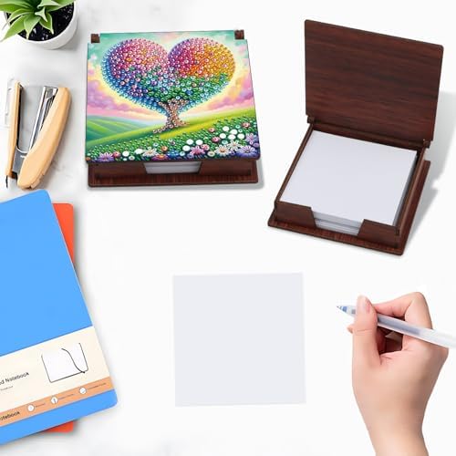 4Pcs Sticky Note Holder Diamond Art Painting Wooden Post Note Dispenser Memo Paper Storage Box with 160 Sticky Notes Desk Office Accessories - Image 2