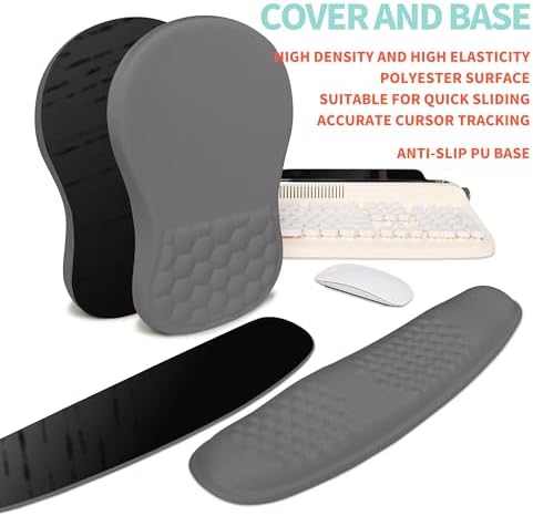2-in-1 Ergonomic Set, Wave Rise Keyboard Wrist Rest and Massage Bulge Slope Mouse Pad Wrist Support, Cushion Memory Foam Integrated to Relieve Wrist Pain, Deep Gray - Image 6