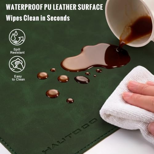 HAUTOCO Cork Desk Mat 48''x19.7'', Distressed PU Leather & Cloth Desk Pad - Image 4