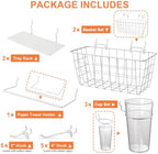 Pegboard Organizer Accessories, 18 Pack Baskets Cups Hooks (White+Clear) - Image 2