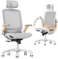 GABRYLLY Ergonomic Office Chair, High Back Home Desk Chair with Flip-Up Arms, Headrest, 90-120° Tilt and Wide Cushion, 300LBS White Mesh Chair for Work Gaming Study (GY01-NT, Woodgrain Pattern) by GABRYLLY