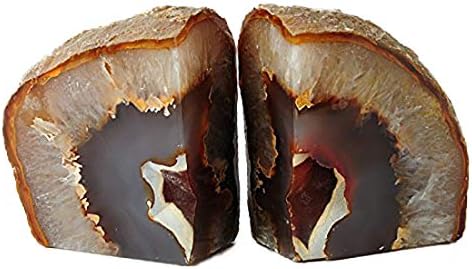 JIC Gem Natural Agate Geode Bookends Rubber Bumpers Shelf Decor 2-3 Lbs by JICGem%C2%AE
