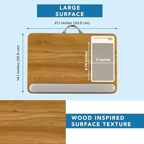 LAPGEAR Home Office Pro Lap Desk – Oak Woodgrain, Fits 15.6” Laptops - Image 5