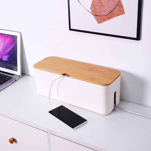 Changsuo Cable Management Box Set Cable Organizer Boxes for Extension Cord Power Stripe Surge Protector Wire Management Organizer Cover Hider for Desk Home Office Kitchen (Small & Large White) - Image 6