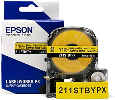 Epson LABELWORKS 211STBYPX Heat Shrink Tube - Black on Yellow - 11mm - Image 5