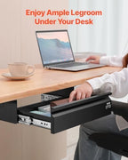 VEVOR Under Desk Drawer Slide Out, 16 inch Attachable Desk Drawer for Sit Stand Workstation, Hidden Under Counter Drawers for office Home, Black - Image 3