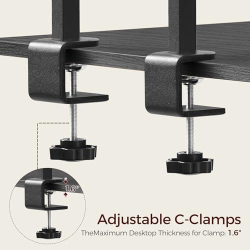 MAHANCRIS Clamp on Desk Corner Organizer, 3-Tier Desktop Shelf, Adjustable Desk Corner Storage Shelf with Metal Frame, for Office, Game Room, Black DSBK5501 - Image 5