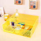 Gelite Acrylic Desk Organizer with Drawer for Makeup Vanity Stackable Desktop Storage Box for Office Supplies, 13.8 x 9.8 x 3.9’’, Neon Yellow - Image 5