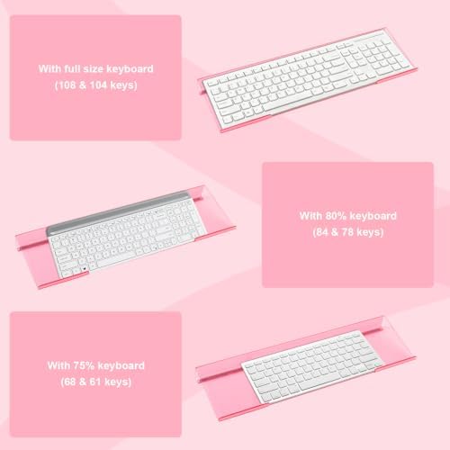 Pink Acrylic Ergonomic Keyboard Stand with Silicone Wrist Rest - Image 6