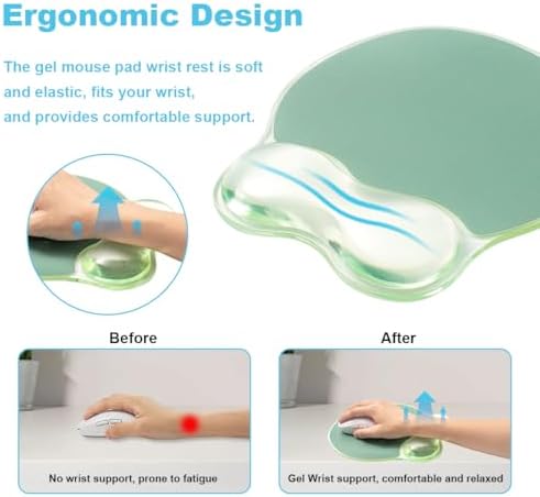 Green Wave Gel Wrist Rest for Keyboard and Mouse - Ergonomic Mouse Pad - Image 4