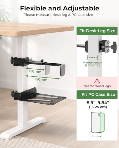 Under Desk PC Mount for Standing Desk, Clamp-On Desk Leg Computer Mount - Image 2