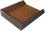 KINGFOM Letter Tray, PU Leather Paper Organizer Tray for Desk, Paper Organizer Storage Holder for Office Home or School A4 Size Brown - Image 6