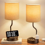 Fenmzee Bedside Lamps for Bedroom Set - 18" Beige Table Lamp for Nightstand by Fenmzeelighting