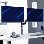 VIVO 17 to 32 inch Dual Mechanical Monitor Mount, 2 Tension Spring Arms, Adjustable Swivel, Rotation, Heavy Duty VESA Desk Stand with C-clamp, Grommet, Max VESA 100x100, Black, STAND-V002K - Image 2
