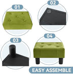 Poofzy Small Foot Stool Ottoman, Velvet Ottoman Foot Rest with Legs, Rectangle Foot Rest for Couch, Footstools and Ottomans Small for Living Room and Entryway (Olive Green) - Image 5