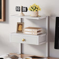 VENNQD Clamp On Desk Shelf, 2-Tier Desktop Organizer, Wood Desktop Supplies Tabletop Book Storage Rack with Adjustable Shelves for Table Working and Gaming Accessories, White by VENNQD