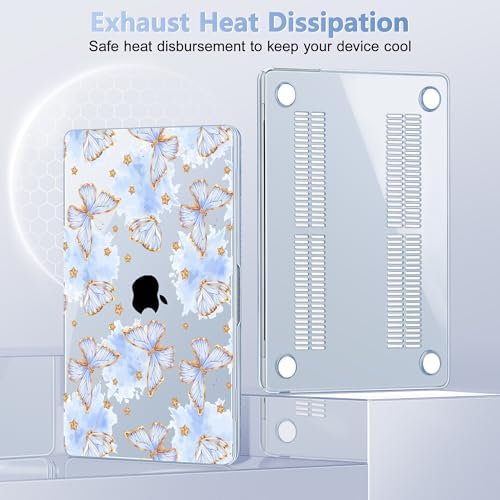 May Chen for MacBook Air 15 inch Case M5 M4 M3 M2 2026 2024-2023, Model A3448 A3241 A3114 A2941, Closes Seamlessly Hard Shell Laptop Cover with Keyboard Cover, Blue Butterfly - Image 5