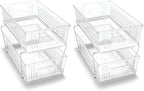 madesmart 2 Tier Organizer, Multi-Purpose Slide-Out Storage Baskets with Handles, Pack of 2, Plastic, Clear by madesmart%C2%AE
