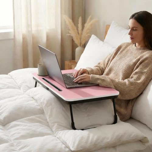 BUYIFY 23.4" Foldable Lap Desk Bed Table with Cup Holder Portable Tray - Image 7