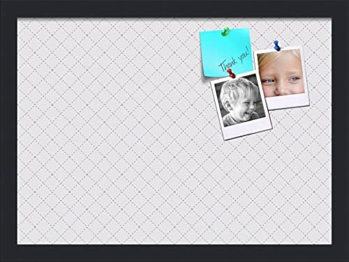 PinPix 18x13 inch Cork Bulletin Board. This Decorative Framed Pin Board Comes with Diamond Pattern in Light Grey Design and Satin Black. Ideal for Home, Office Decor or School (PinPix-524) by PinPixBulletinBoards