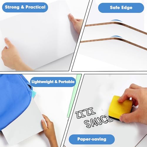 Dry Erase Lapboards, HERKKA 15 Pack Double Sided Small Dry Erase Whiteboards 9 x 12.5 Inch with 15 Erasers, Small Dry Erase Boards for Classroom Teacher Supplies, Personal White Boards for Students - Image 5