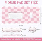 L-SPOUTTO Pink Checkered Mouse Pad Set,Scalloped Pastel XXL Desk Mat Set - Image 5